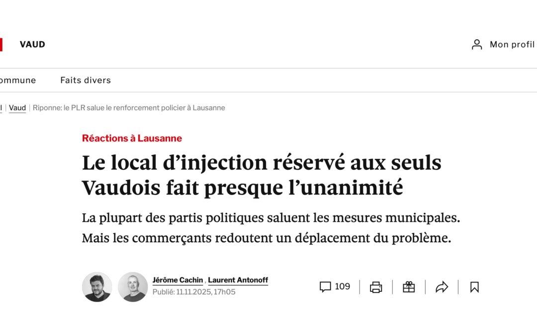 Le local d’injection réservé aux seuls Vaudois fait presque l’unanimité